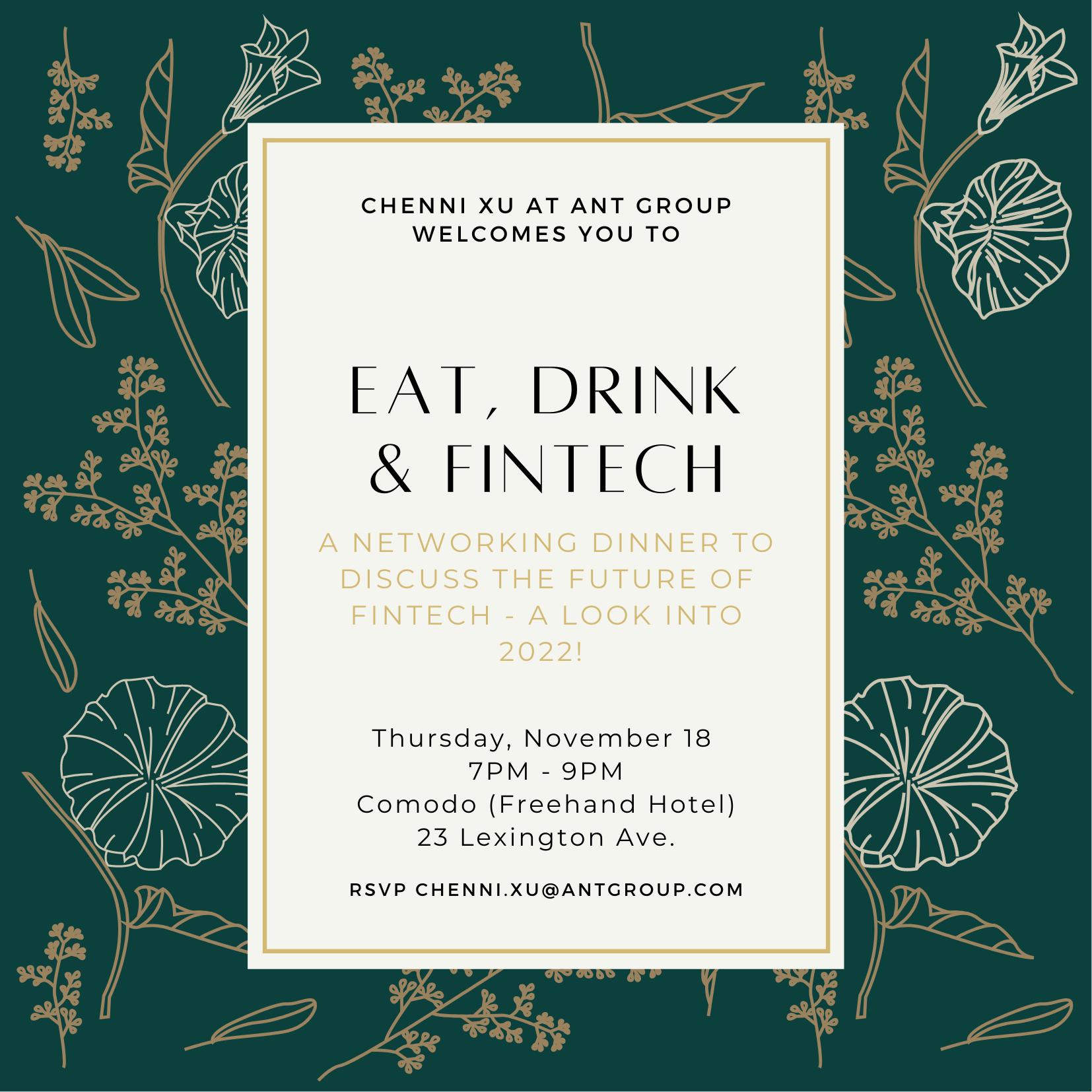 Invitation to Future of Fintech dinner series